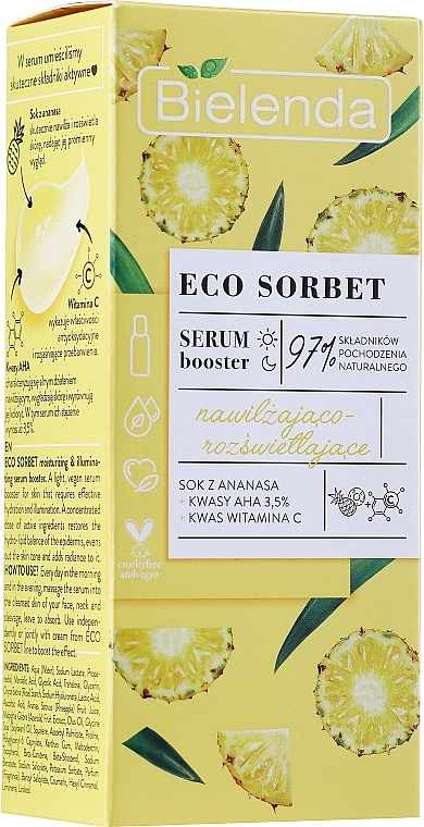 Bielenda Сыворотка-бустер для лица с кислотами Eco Sorbet Pineapple Acids Aha 3,5% Witamina C Face Serum - фото N1