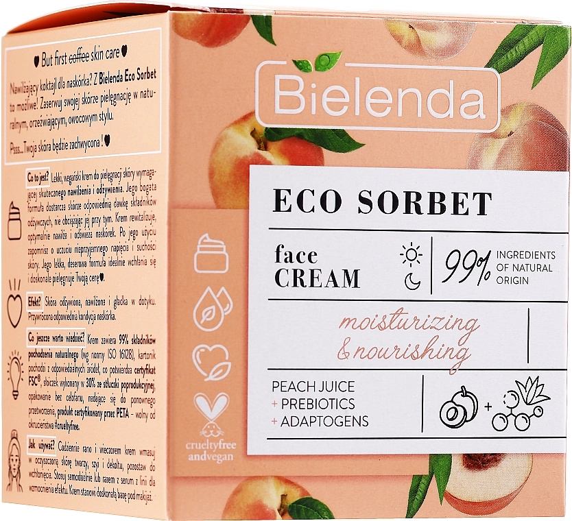 Увлажняющий и питательный крем для лица - Bielenda Eco Sorbet Moisturizing & Nourishing Face Cream, 50 мл - фото N2