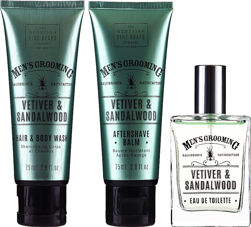 Scottish Fine Soaps Men's Grooming Vetiver & Sandalwood Набір (edt/50ml + sh/gel/75ml + ash/balm/75ml) - фото N3