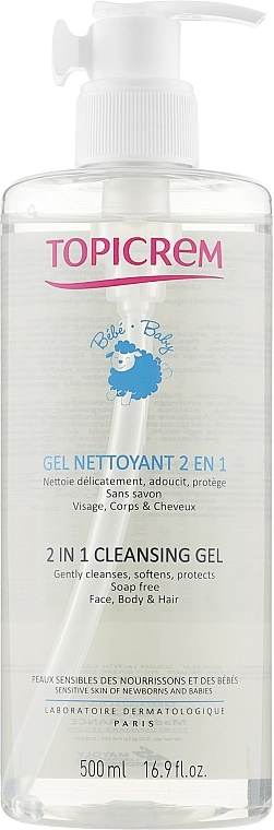 Topicrem Гель очищуючий 2 в 1 для тіла Soins Bebe Bio Gel Nettoyant - фото N1