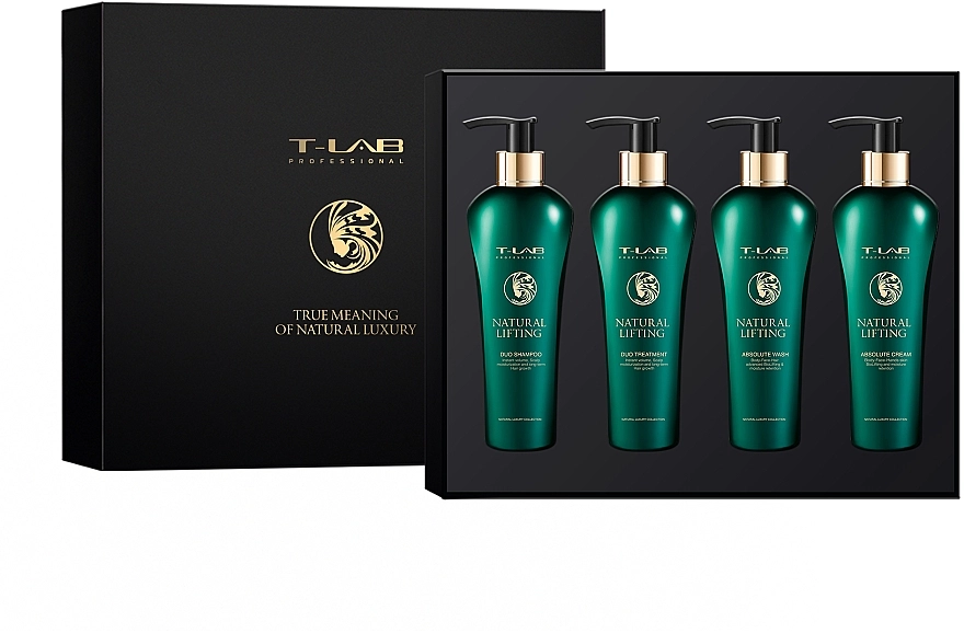 T-LAB Professional Набор Natural Lifting (h/cond/300ml + h/shm/300ml + b/wash/300ml + b/cream/300ml) - фото N1