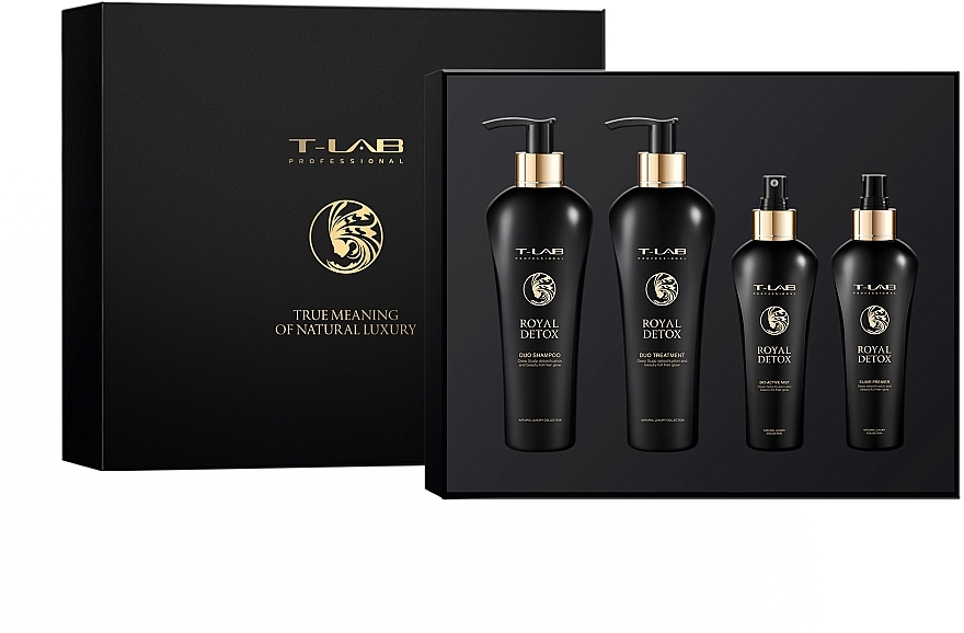 T-LAB Professional Набір Royal Detox (h/treatment/300ml + shm/300ml + primer/150ml + h/mist/150ml) - фото N1