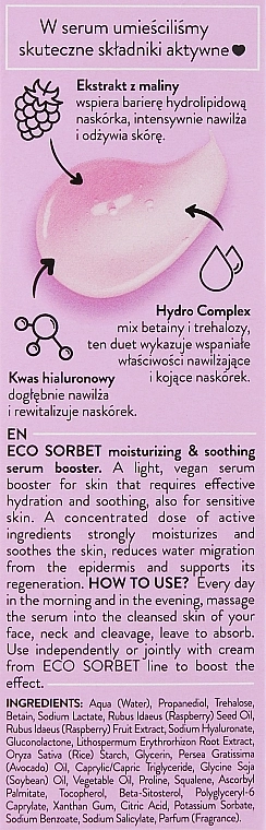 Сыворотка-бустер для лица с экстрактом малины - Bielenda Eco Sorbet Moisturizing & Soothing Serum Booster, 30 мл - фото N3