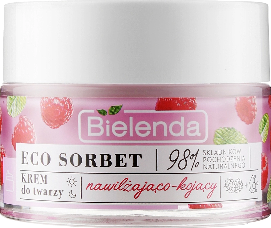 Крем для обличчя з екстрактом малини - Bielenda Eco Sorbet Moisturizing & Soothing Face Cream, 50 мл - фото N1