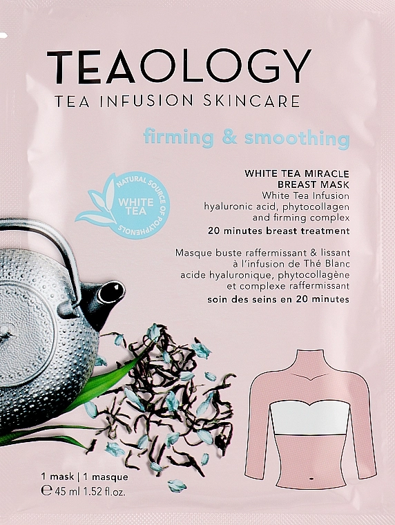 Teaology Маска для зони декольте з екстрактом білого чаю White Tea Miracle Breast Mask Firming & Smoothing - фото N4