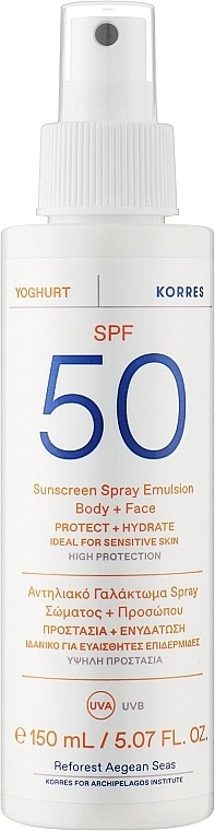 Korres Сонцезахисна емульсія-спрей для обличчя й тіла Yoghurt Sunscreen Spray Emulsion Face & Body SPF50 - фото N1