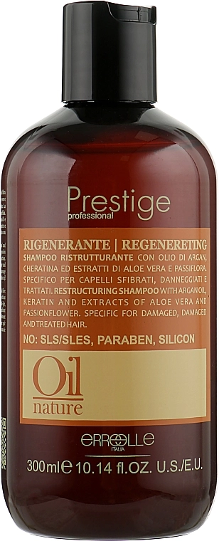 Erreelle Italia Восстанавливающий шампунь с аргановым маслом и кератином Prestige Oil Nature Regenereting Shampoo - фото N1
