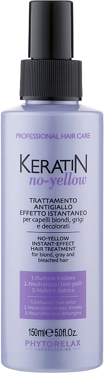 Phytorelax Laboratories Антижовта маска-спрей для світлого волосся Keratin No-Yellow Instant Efect Hair Treatment - фото N1