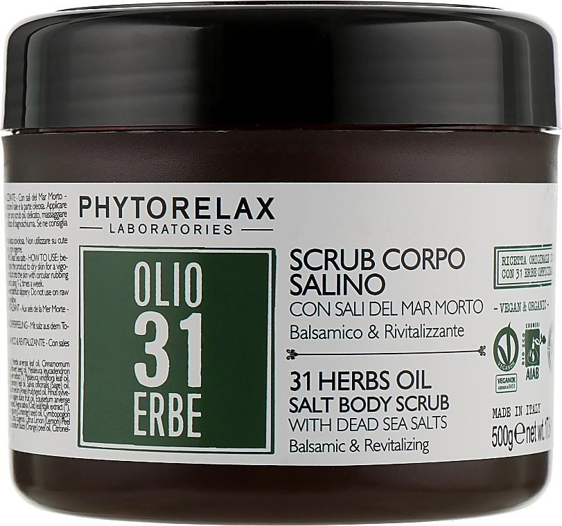 Phytorelax Laboratories Розслаблювальний сольовий скраб для тіла 31 Herbs Oil Salt Body Scrub - фото N1