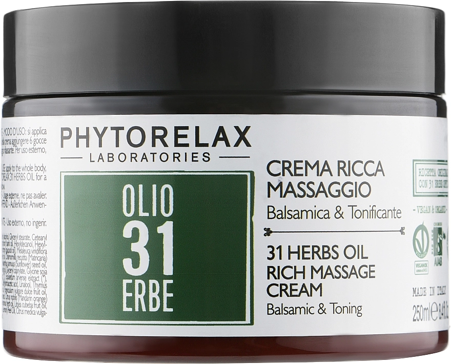 Phytorelax Laboratories Расслабляющий массажный крем для тела 31 Herbs Rich Massage Cream - фото N1