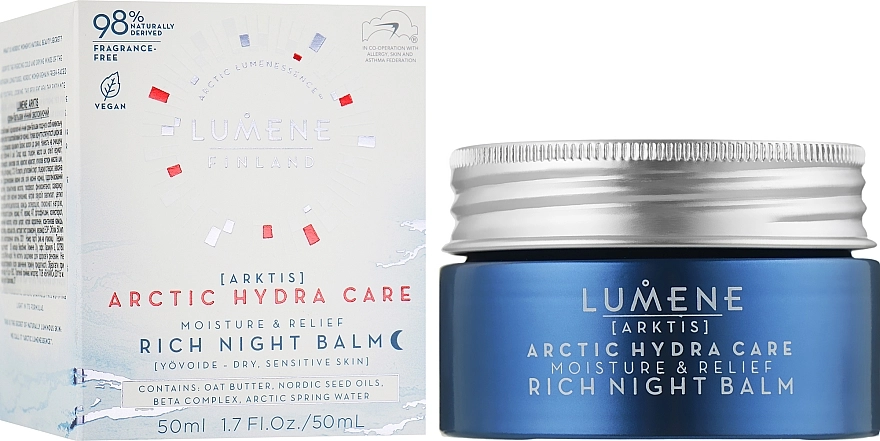 Lumene Нічний бальзам для обличчя Arctic Hydra Care Moisture & Relief Rich Night Balm - фото N2