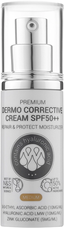 ClinicCare Корректирующий крем 5-в-1 с саморегулирующимся пигментом Premium Dermo Corrective Cream SPF50++ - фото N1