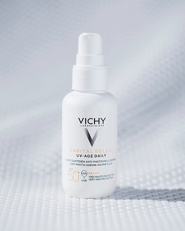 Vichy Солнцезащитный невесомый флюид против признаков фотостарения кожи лица, SPF 50+ Capital Soleil UV-Age Daily - фото N11