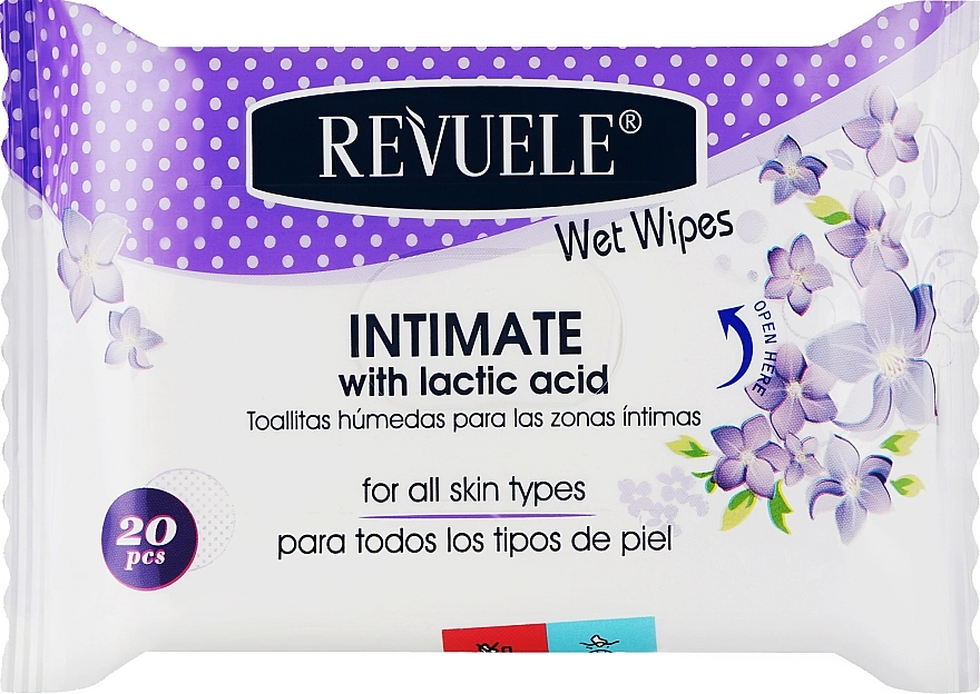 Revuele Гипоаллергенные влажные салфетки для интимной гигиены с молочной кислотой Hypoallergenic Intimate Wet Wipes - фото N1