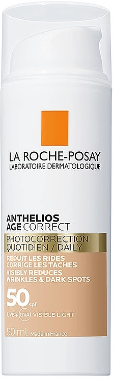 La Roche-Posay Антивозрастное солнцезащитное средство с тонирующим эффектом для лица против морщин и пигментации, SPF50 Anthelios Age Correct SPF50 Tinted - фото N1