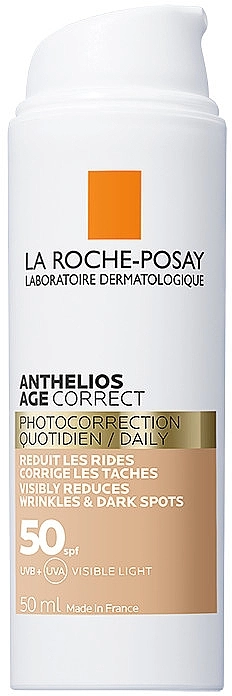 La Roche-Posay Антивозрастное солнцезащитное средство с тонирующим эффектом для лица против морщин и пигментации, SPF50 Anthelios Age Correct SPF50 Tinted - фото N2