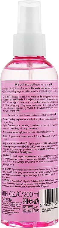 Тонік-спрей для обличчя з екстрактом малини - Bielenda Eco Sorbet Moisturizing & Soothing Face Toner, 200 мл - фото N2