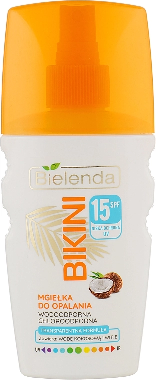 Bielenda Кокосовый спрей для лица и волос Bikini Tanning Mist SPF 15 - фото N1