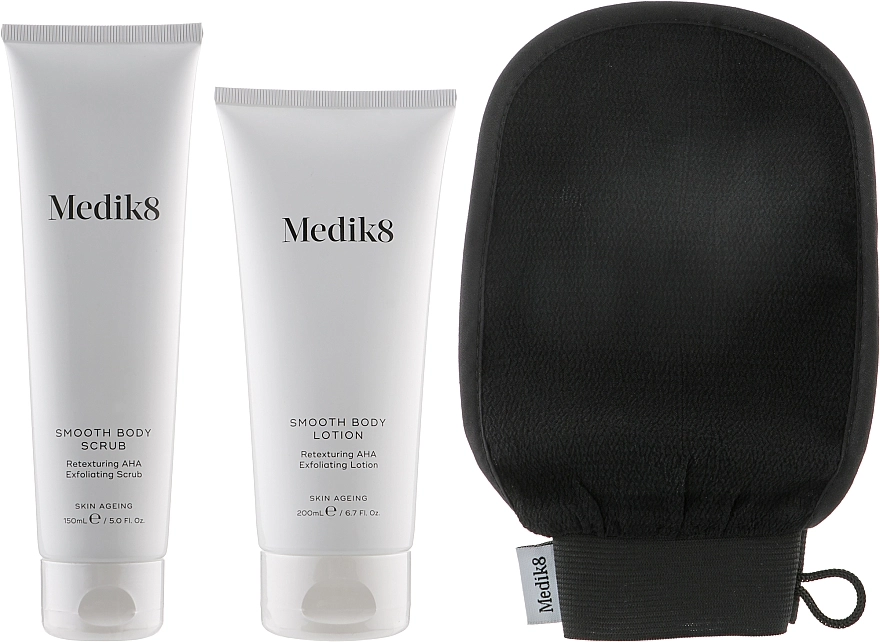 Medik8 Набір Smooth Body Exfoliating Kit (scr/150ml + lot/200ml + glove) - фото N2