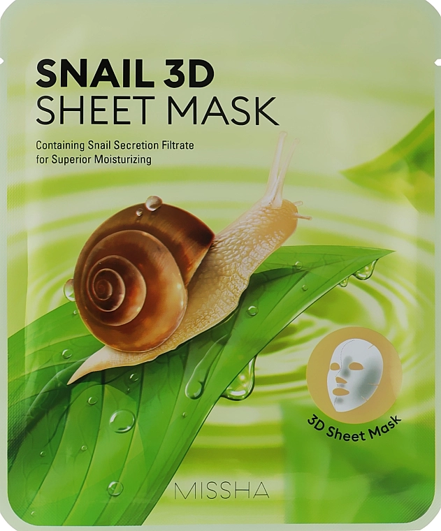 Missha Маска для обличчя з муцином равлика Healing Snail 3d Sheet Mask - фото N1