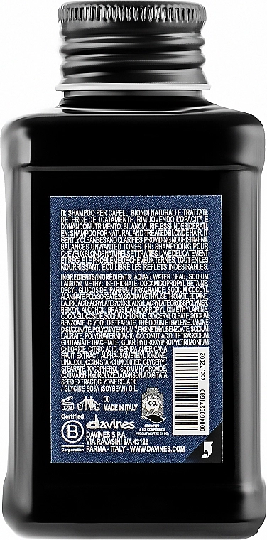 Davines Шампунь, поддерживающий цвет, для блонда Heart Of Glass Silkening Shampoo - фото N6