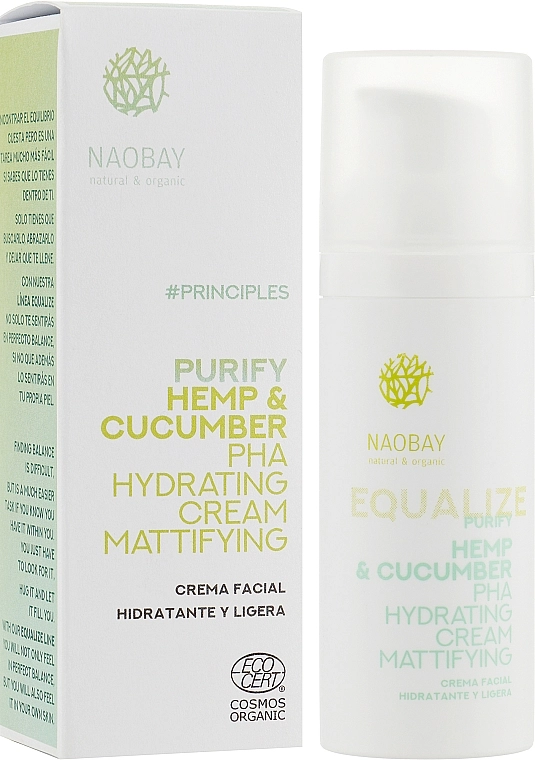 Naobay Зволожувальний і матувальний крем для обличчя Purify Hemp & Cucumber PHA Hydrating Cream Mattifying - фото N2