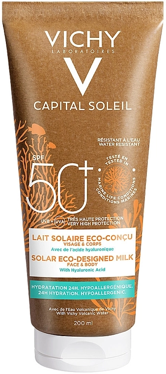 Vichy Сонцезахисне зволожуюче молочко для шкіри обличчя та тіла, SPF 50+ Capital Soleil Solar Eco-Designed Milk - фото N1