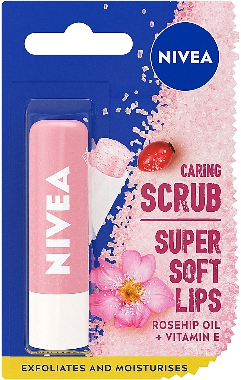 Nivea Скраб-бальзам для губ з олією шипшини Caring Scrub Super Soft Lips Rosehip Oil + Vitamin E - фото N1