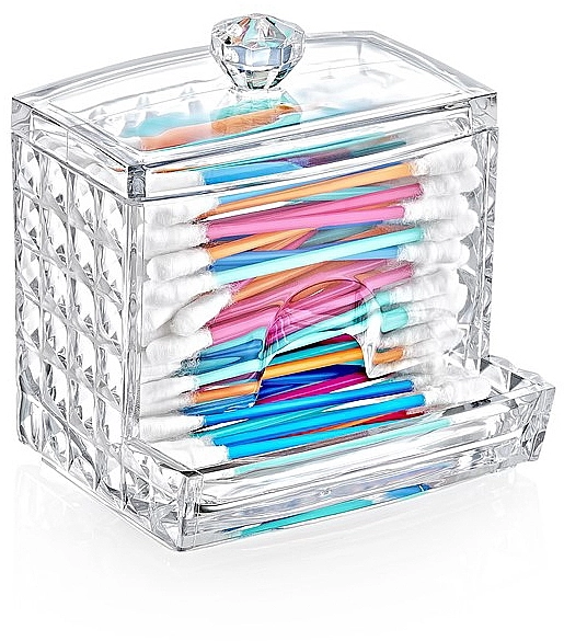 BoxUp Контейнер под ватные палочки "Diamond" 8,5x10x7 см, прозрачный, пластик - фото N2