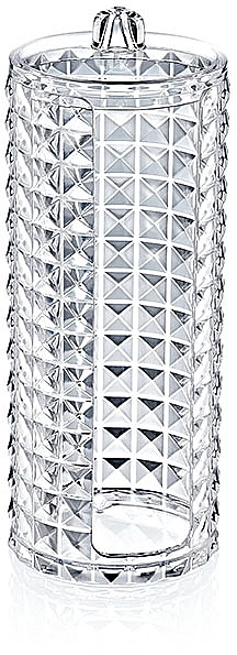 BoxUp Цилиндр большой под ватные диски "Diamond" 6x17 см, прозрачный, пластик - фото N1