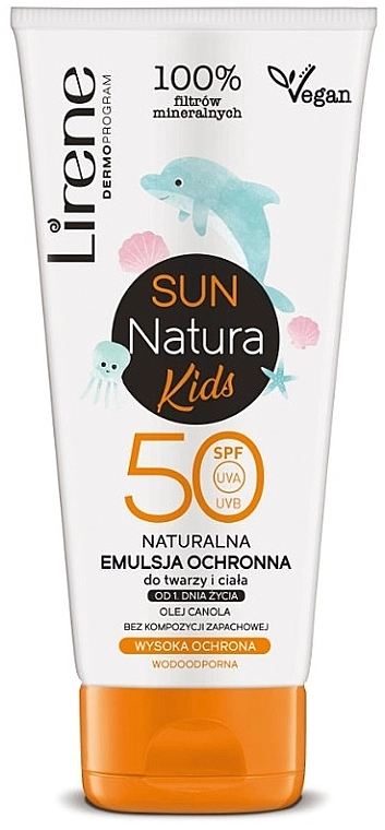 Lirene Емульсія для засмаги SPF 50+, дитяча Sun Natura Kids Protective Emulsion SPF50+ - фото N1