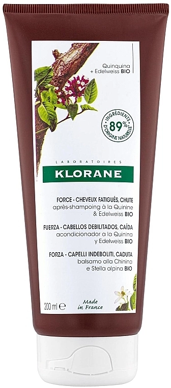 Klorane Бальзам-ополаскиватель для ослабленных, тонких волос Force Conditioner Quinine & Edelweiss Bio - фото N1