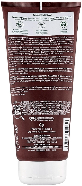 Klorane Бальзам-ополаскиватель для ослабленных, тонких волос Force Conditioner Quinine & Edelweiss Bio - фото N2