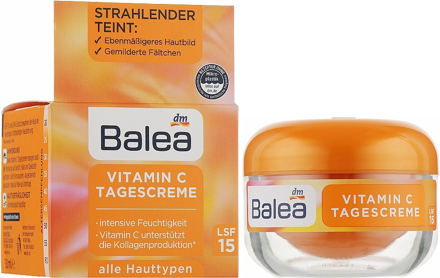 Balea Денний крем для обличчя з вітаміном С Vitamin C SPF15 - фото N2