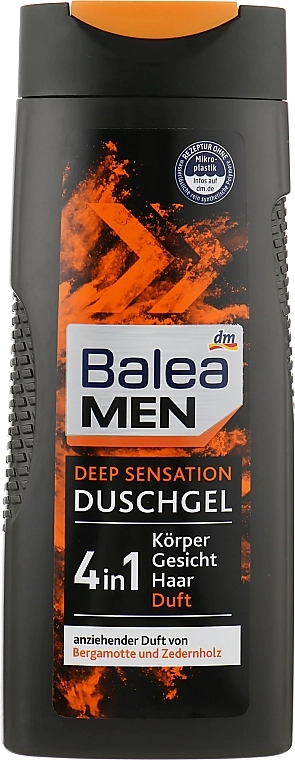 Balea Гель-шампунь для душа 4 в 1 Men Shower Gel Deep Sensation - фото N1