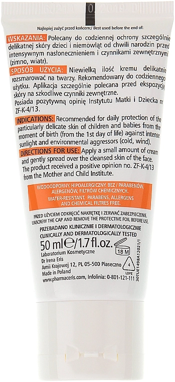 Pharmaceris Солнцезащитный крем для лица с первых дней жизни SPF 50+ S Safe Protective Face - фото N2