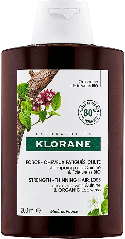 Klorane Шампунь з едельвейсом від випадання волосся Force Tired Hair & Hair Loss Shampoo with Organic Quinine and Edelweiss - фото N1