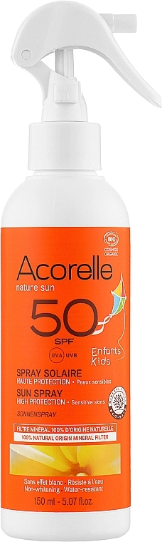 Acorelle Сонцезахисний спрей для дітей, органічний Natur Sun Spray Solaire High Protection SPF50 - фото N1