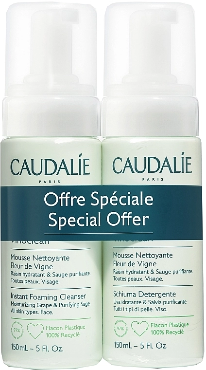 Caudalie Мус для очищення обличчя Vinoclean Foaming Cleanser Duo - фото N1