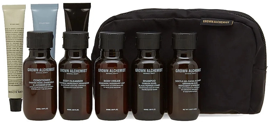 Grown Alchemist Набор Travel Kit (b/cr/30ml + h/cr/20ml + f/exfol/20ml + f/cr/12ml + f/gel/50ml + sh/gel/50ml + shm/50ml + cond/50ml) - фото N3