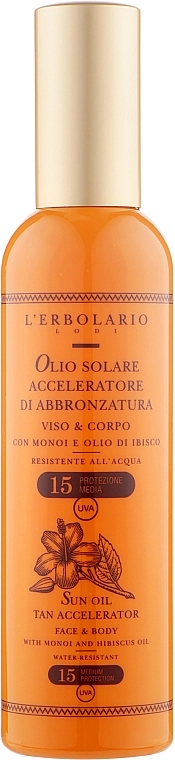 L’Erbolario Олія для засмаги, для обличчя й тіла Solar Oil SPF15 - фото N1