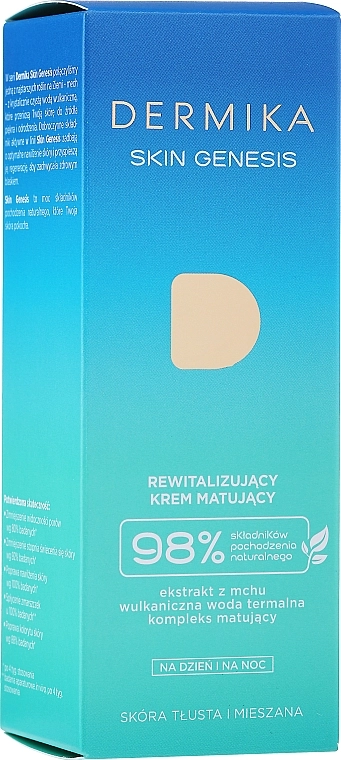 Dermika Відновлювальний матувальний крем для обличчя, для жирної й комбінованої шкіри Skin Genesis - фото N2