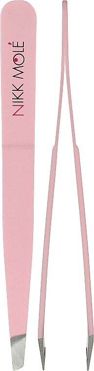 Nikk Mole Пінцет для брів класичний з чохлом, рожевий - фото N1
