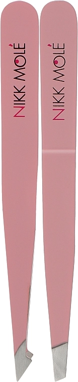 Nikk Mole Набор из 2х розовых пинцетов для бровей в чехле - фото N1