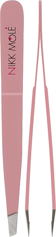 Nikk Mole Набор из 2х розовых пинцетов для бровей в чехле - фото N2