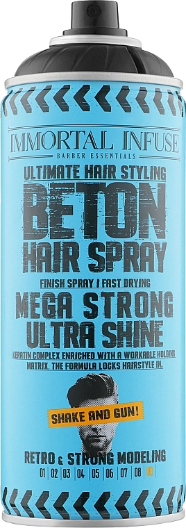 Immortal Спрей для укладки волосся "Мегасильний і ультрасяйний" Infuse Beton Hair Spray Mega Strong Ultra Shine - фото N1