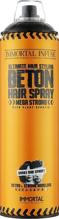 Immortal Спрей для укладки волосся "Мегасильний і ультрасяйний" Infuse Beton Hair Spray Mega Strong Ultra Shine - фото N3