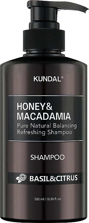 Шампунь для волосся "Базилік і цитрусові" - Kundal Honey & Macadamia Shampoo Basil & Citrus, 500 мл - фото N1