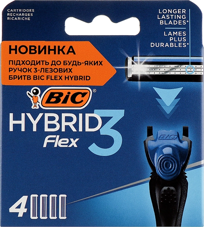 BIC Сменные кассеты для бритья Flex 3 Hybrid, 4шт - фото N1