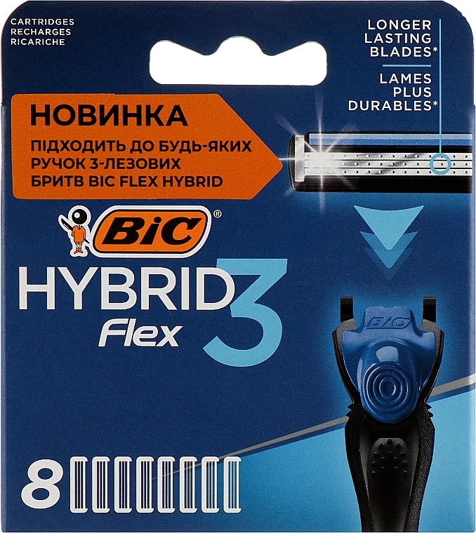 BIC Змінні касети для гоління Flex 3 Hybrid, 8 шт. - фото N1